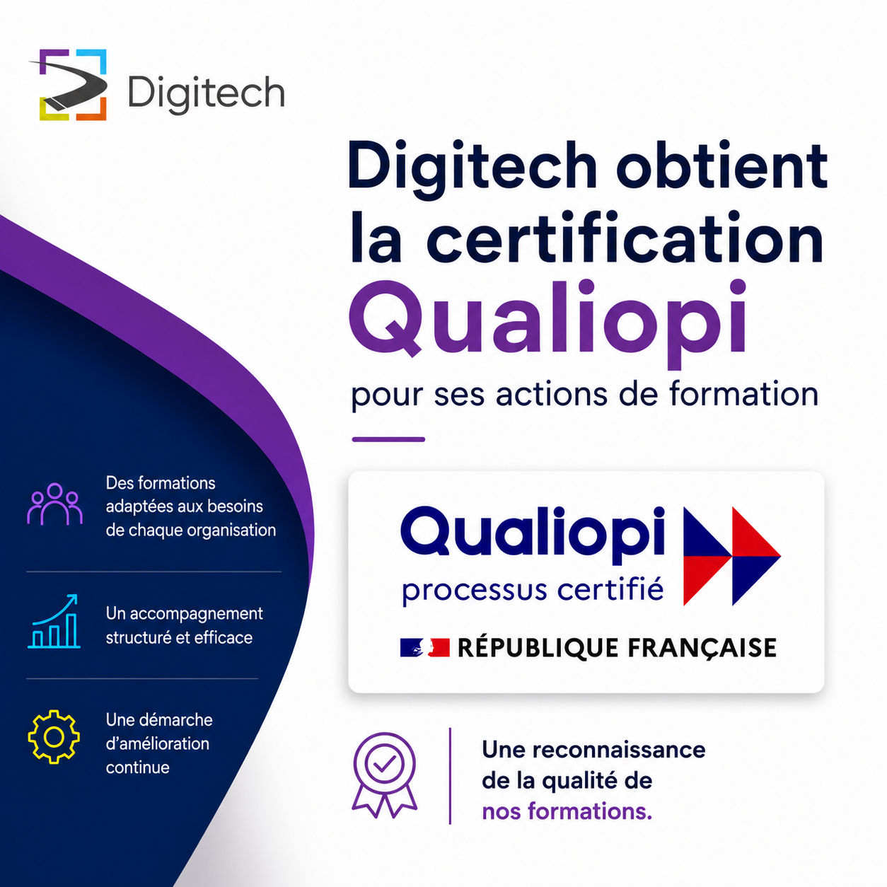 Digitech obtient la certification Qualiopi pour ses actions de formation